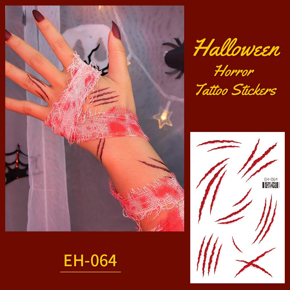 Wasserdichte Halloween-Grusel-Narben-Tattoo-Aufkleber mit Kreuzmuster für Gesicht und Arme