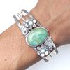 Chrysoprase Gemstone Antique Silver Jewelry Cuff Bracelets 7''Adjustable