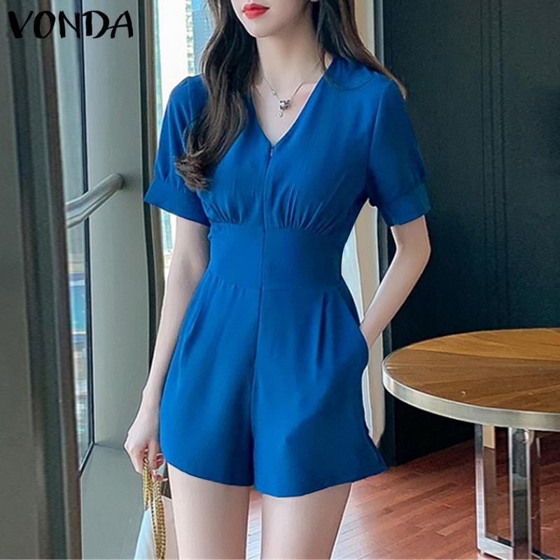 

Летние женские комбинезоны с V-образным вырезом и короткими рукавами VONDA