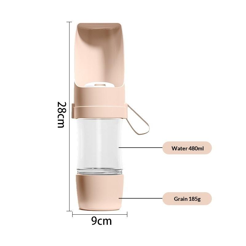 2 in 1 Portable Pet Water Bottle Leakproof Food Water Container Reusable for Small Medium Dogs Outdoor Trips Hiking