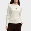 Fila Heritage Series Comfortable Skin-Friendly Soft Round Neck Long Sleeve Knit Sweater Women Tops Cloud-Mushroom-White F11W518405F-WT