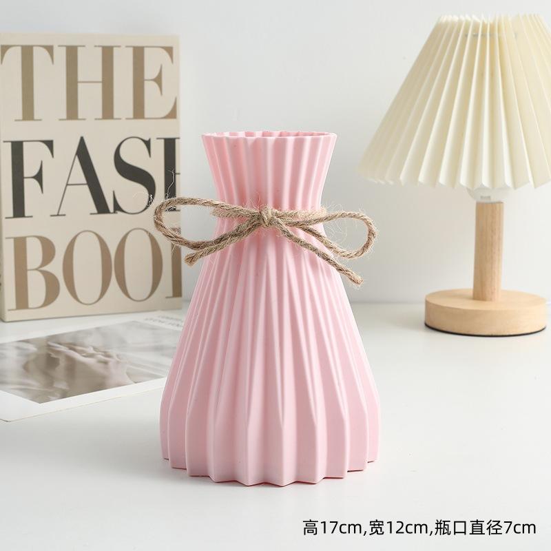 Nordic Style Plastic Vase, Simple Hemp Rope Bow Decor, Living Room Dry Flower Vase