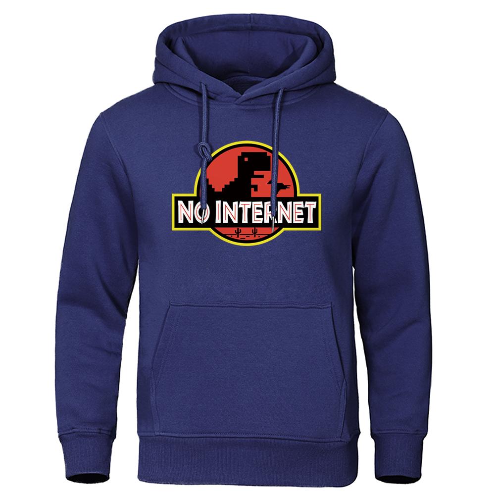 

Толстовки с капюшоном с изображением динозавра и принтом без интернета, мужская толстовка, свободные флисовые осенние топы, пуловер с круглым вырезом, модная повседневная толстовка 3XL