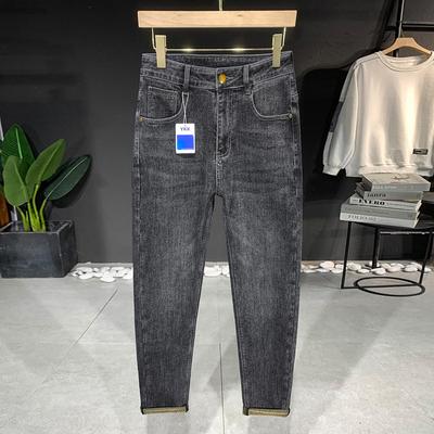 Striped Bottom Pretty Boy Spring and Autumn Regular Embroidery Stretch Jeans Men's Loose Small Straight Harun Pants