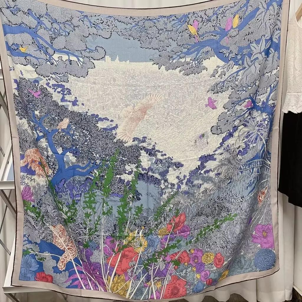 130 CM Silk Wool Scarf Women's Large Square Scarf Silk Scarf New Cashmere Versatile Shawl Thin