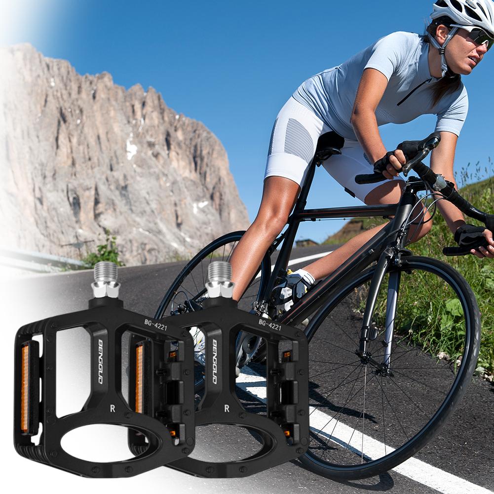 Rennrad-Aluminiumlegierungs-Pedal Wasserdichtes Doppel-DU-Fahrradpedal Aluminiumlegierungs-Lagerpedal für Nachtfahrten Fahrradzubehör