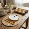 Anti-Slip Woven Oval Placemat Natural Dining Pad Lightweight Bamboo Placemats Western Cuisine