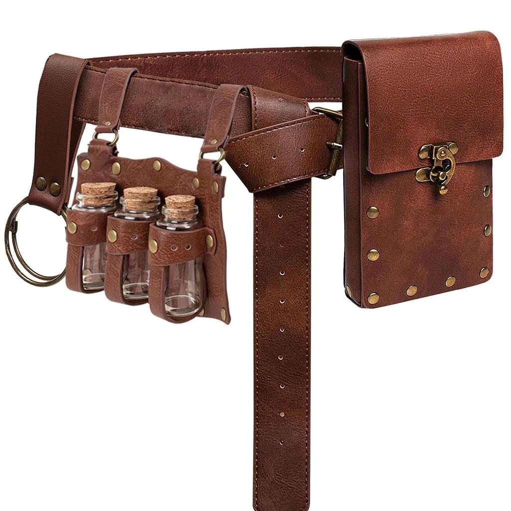 Vintage Belt Bag Fanny Pack Steampunk Phone Bag Witch Bottle Medieval Renaissance Cosplay Costume Accessories