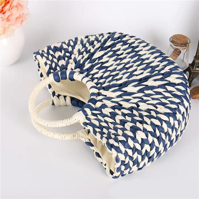 Women'S Wicker Handbag Semicircle Bags Totes Beach Straw Woven Rattan Bag Retro Rattan Bag Handknitting