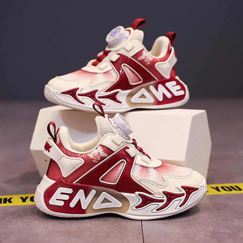 Girls' sports shoes 2025 new button men's and women's sports shoes spring and autumn mesh breathable wear-resistant lightweight running shoes