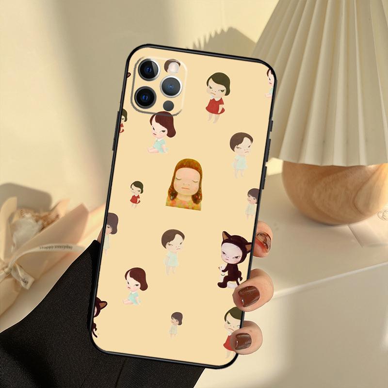 Japan Yoshimoto Nara Cartoon Girl Case For iPhone 11 12 13 14 15 16 Pro Max Cover For iPhone 13 12 Mini XR X XS Plus