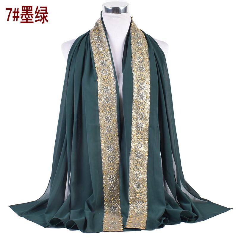 2023 Summer New Solid Color Hot Diamond Sequins Steel Ball Chiffon Baotou Scarves and Scarves In Stock