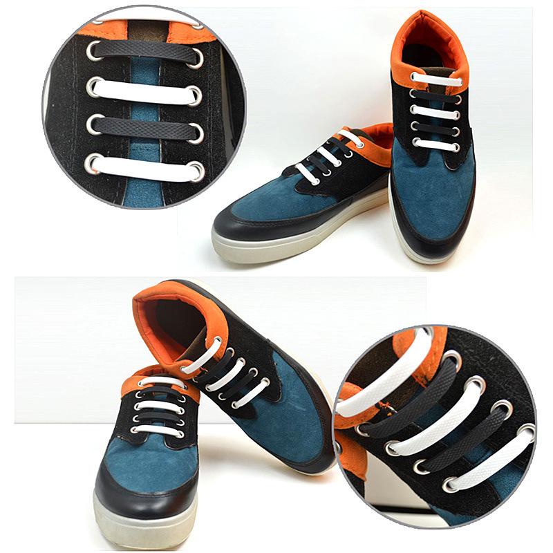 Korean Style Silicone Shoelaces - 16-Piece Set, Hammer Shape, High Elasticity, Versatile and Fashionable.