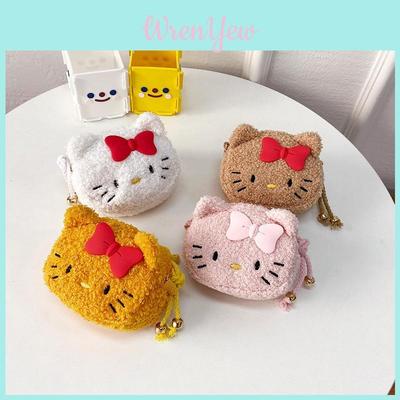 Hello Kitty Cartoon Plush Mini Crossbody Bag For Kids With Zipper Closure