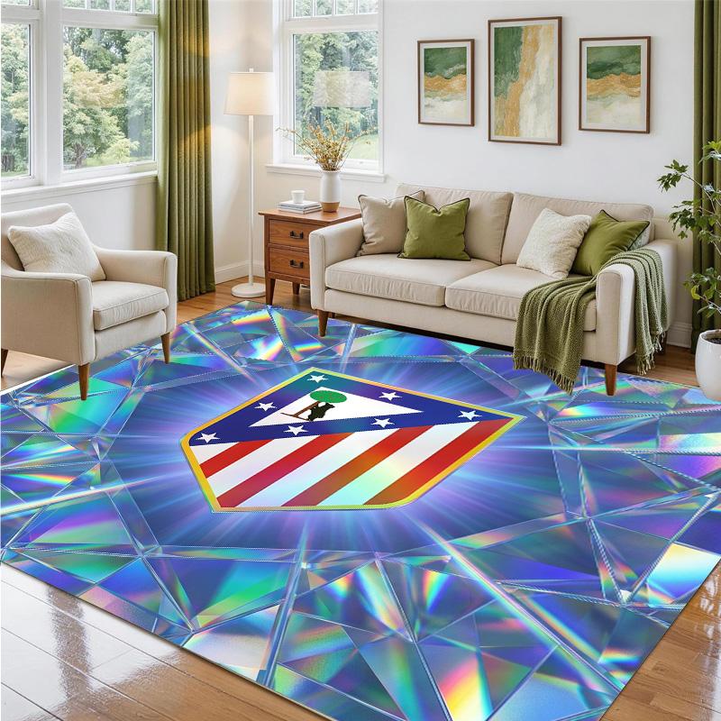 Atletico Madrid Design Crystal Velvet Rug Soft Decorative Mat for Bedroom Entrance