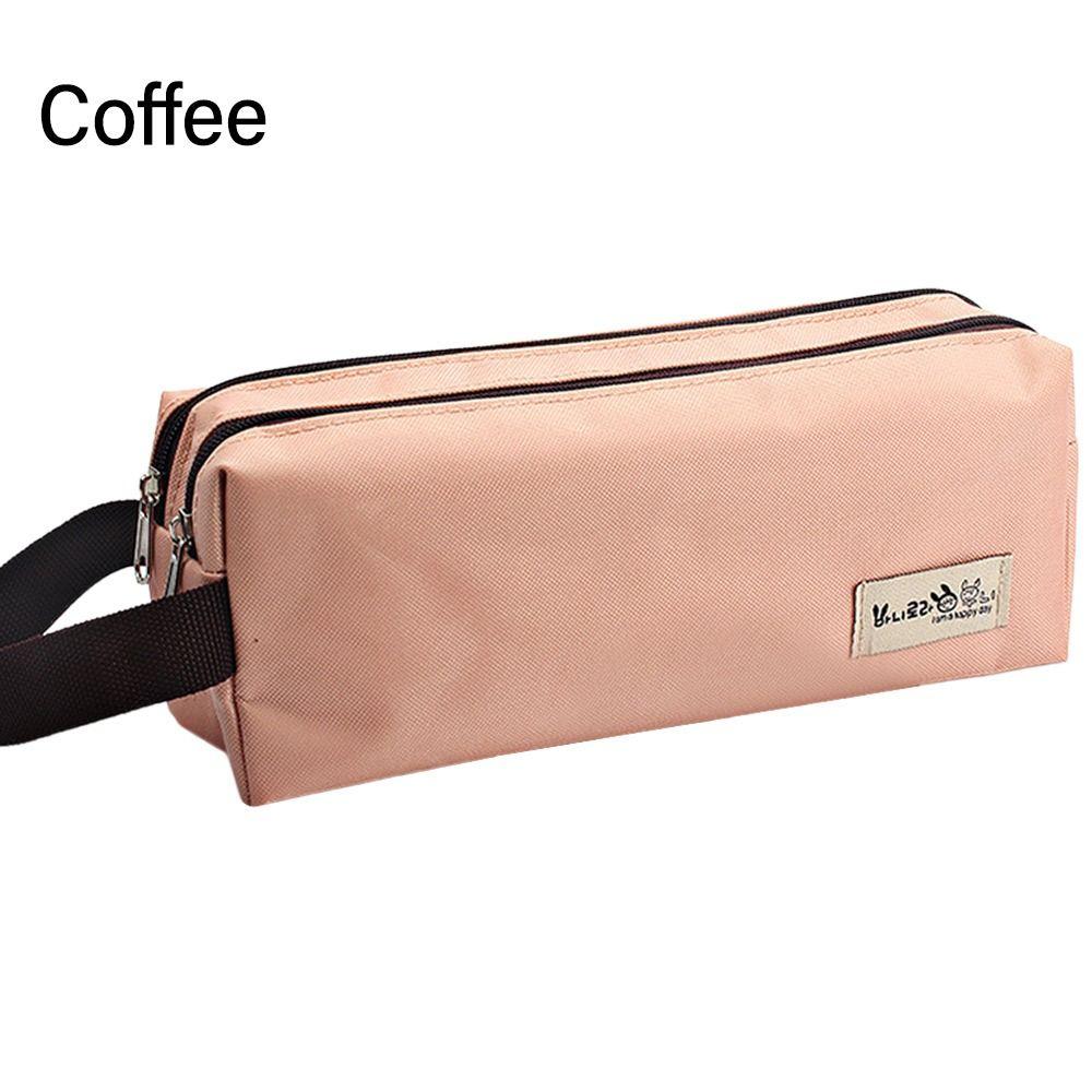 

Large Capacity Make Up Bag Fabric Pen Pouch Case Practical Pencil Case Office кофейный