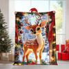 Reindeer Christmas Wreath Lights Warm Cozy Throw Blanket for Playroom Vivid Underwater Print Blanket Accent