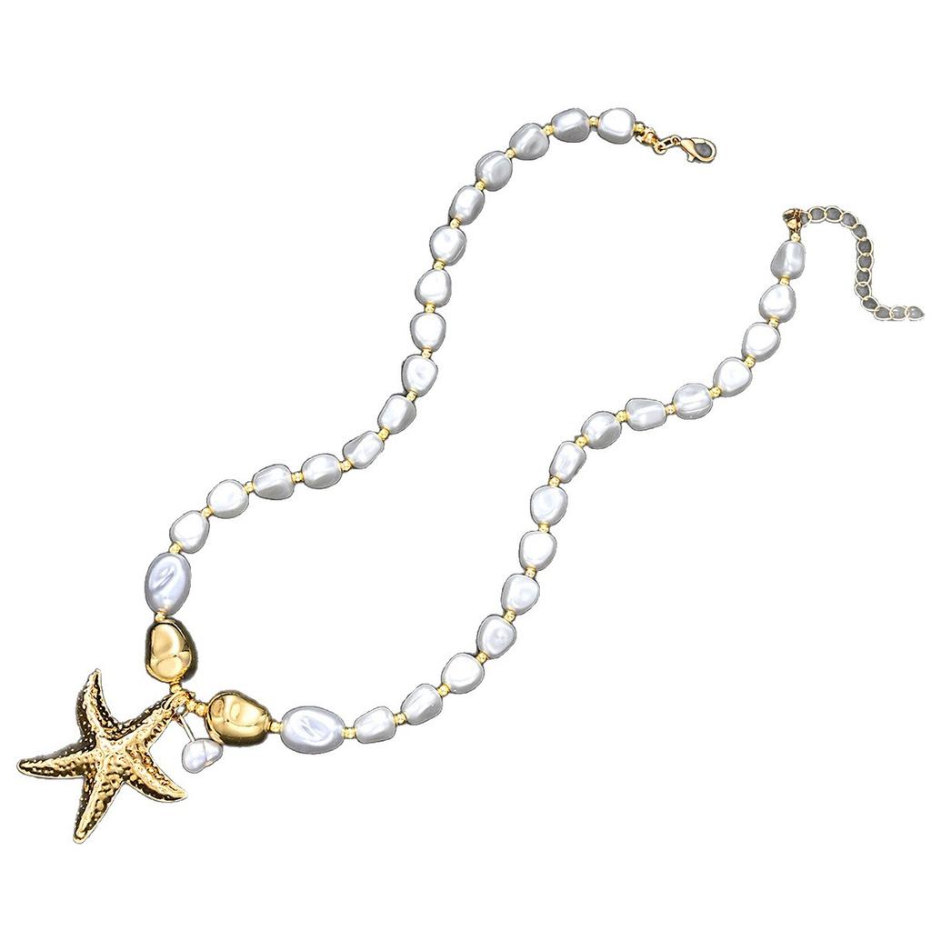 Pendant Shell Beading Necklace Imitation Pearl Y2K Accessories Starfish Clavicle Chain Boho Style Beach Vacation Party Jewelry