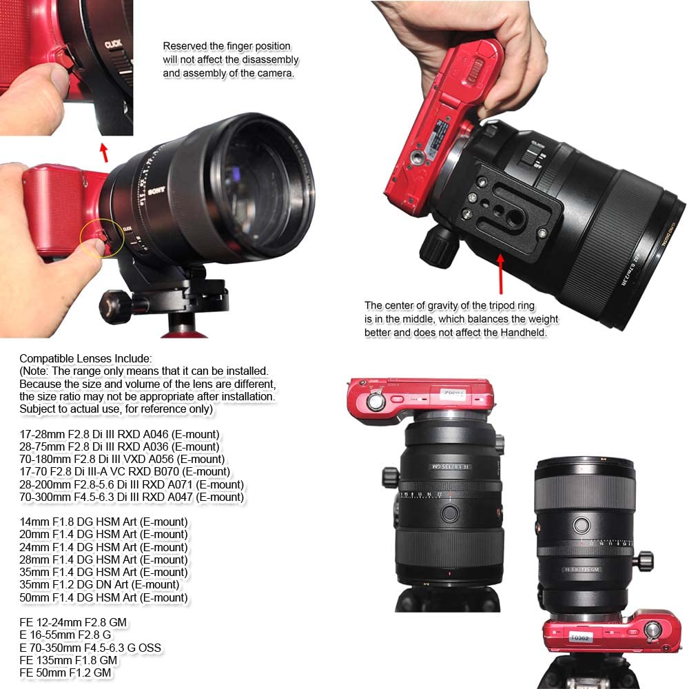 Tripod Mount Tripod Mount Lens Support Lens Bracket Tripod Compatible with Tamron Di III RXD Di III RXD Di III VXD A056 ARCA Ball Head Clamp