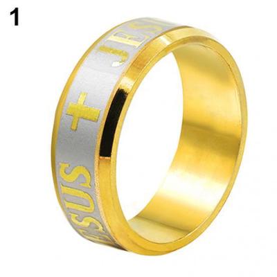 Bărbaţi Femei 8mm Titan Jesus Cross Scrisoare Biblia Verigheta Inel
