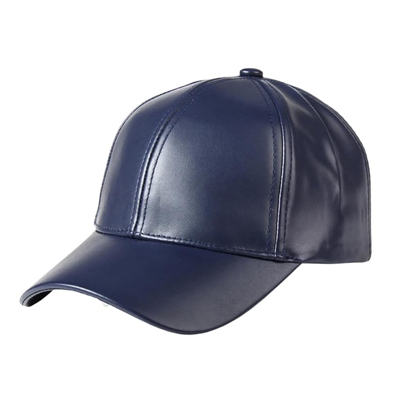 

[SCGEHA] leather cap men s hat ladies Synthetic leather big size Deeper black navy blue red (JP, alphabet, S, L, navy)