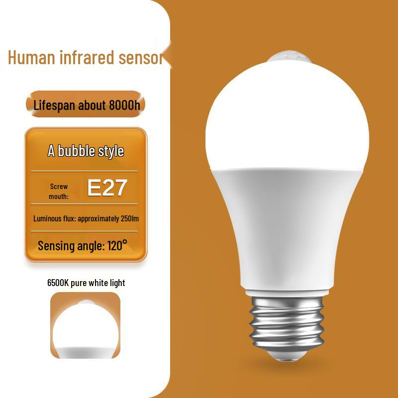 Motion-Sensor Sound and Light-Control LED Bulb for Bathroom and Stairwell