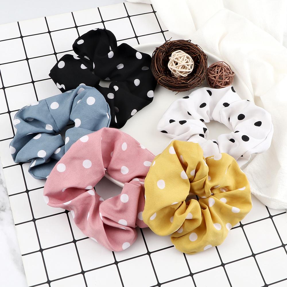 5PCS/Set Korean Fashion Hair Bands Elastic Dots Satin Silk Scrunchie for Women Girls Hair Accessories Hair Ties Holder
