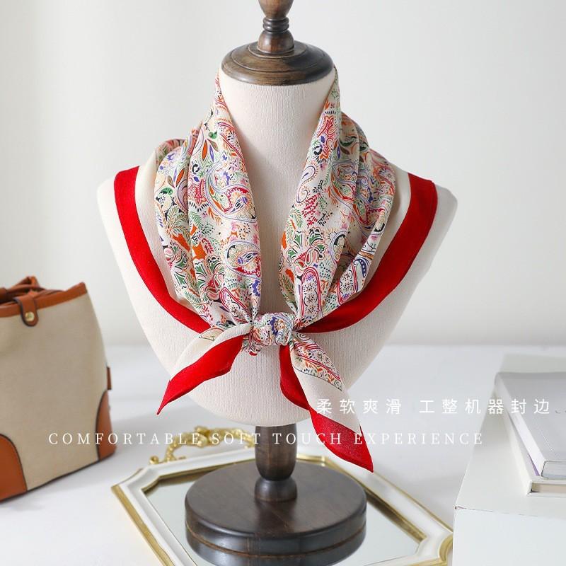 100% Pure Silk Square Scarf With Paisley Print Lightweight Wrap Women
