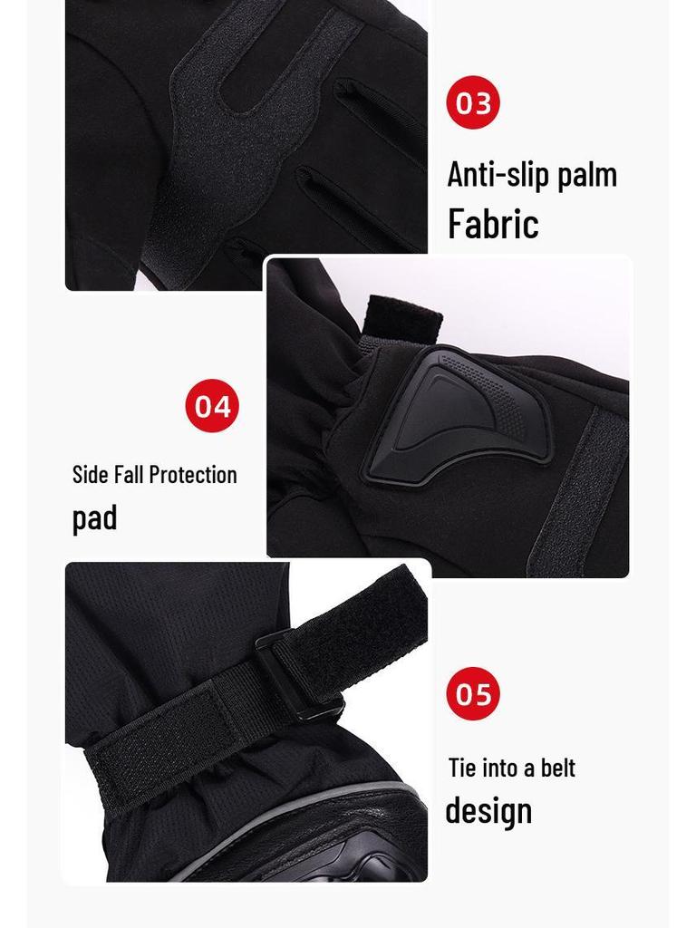 Windproof Full-Finger Motorcycle Gloves: Velvet-Lined, Non-Slip for Off-Road Riding In Winter/Autumn