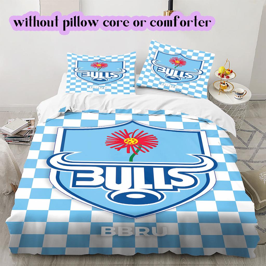 The Bulls rugby Pattern Bedding,Quilt Set Quilt Cover Pillowcase Home Birthday Gift (1*duvet cover+2*pillowcase,without core)