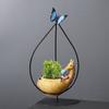 Creative Wrought Iron Hanging Wenzhu Succulent Small Green Plant Flower Pot Cartoon Resin Animal Cradle Flower Pot Desktop Decoration