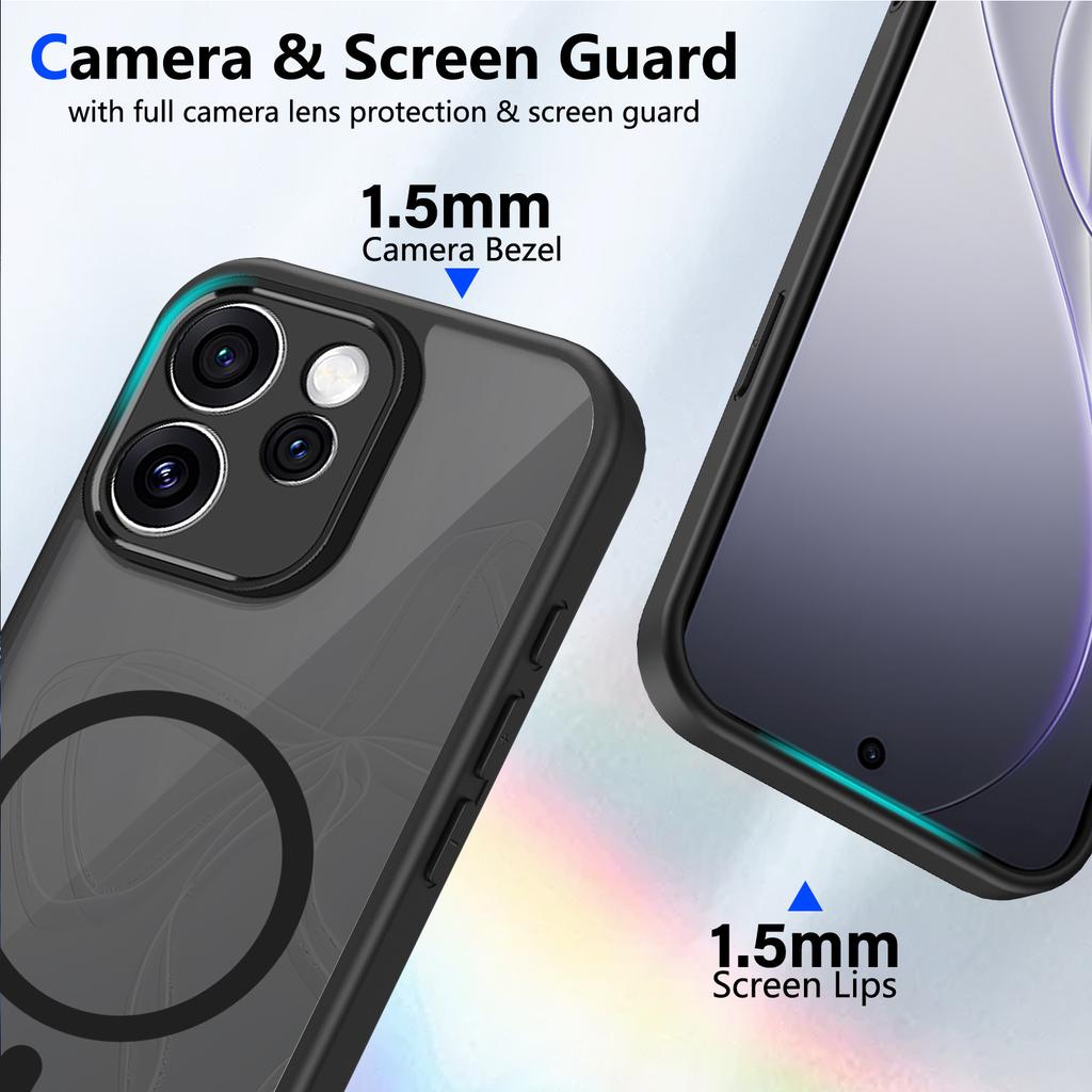 Skin-sensitive Magnetic Suction OPPO Reno11F Mobile Phone Case Realme11 Transparent Black Fine Hole 1 + ACE1 Protective Case