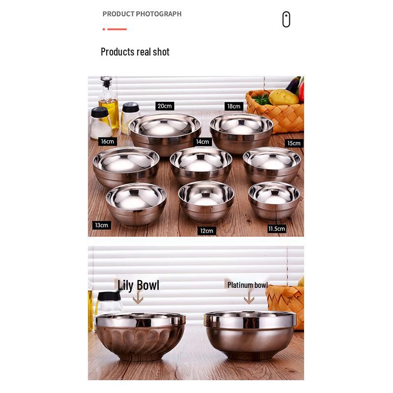 HANDUNYOU 304 Stainless Steel Double-Layer Insulated Bowl