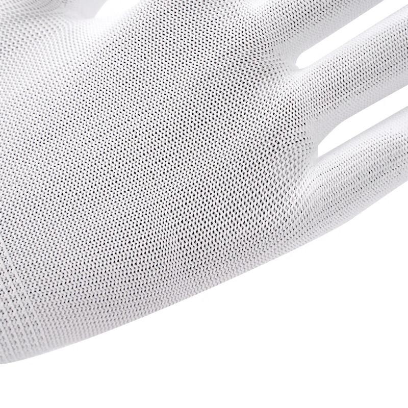 Coated Work Gloves, Protective Labor Wear, Dust-Free Summer Breathable Non-Slip Coated Layer, 508 Wear-Resistant Coated White, 12 Pairs/Large Size L