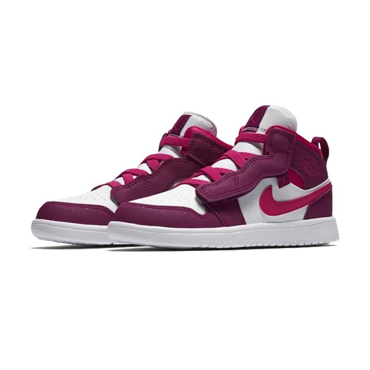 Jordan Air Jordan 1 Alt Mid top Children's Basketball Shoes White Purple Children Aged 3 7 Years Old AT4612-661