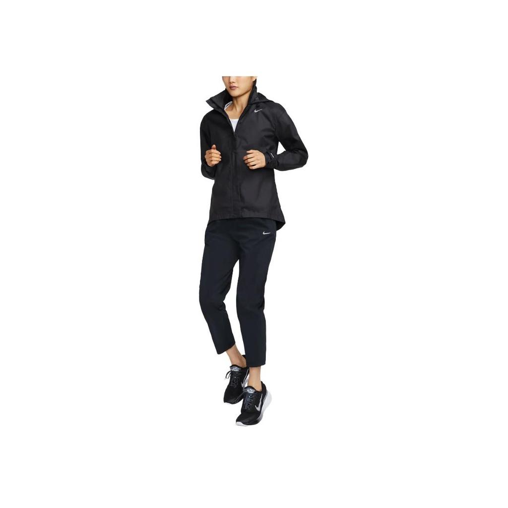 Nike Solid Color Stand Collar Zip Jacket Women Jackets Black FB7452-010
