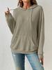 2024 Euro-American Autumn/Winter Knit Hooded Ribbed Kangaroo Pocket Sweatshirt