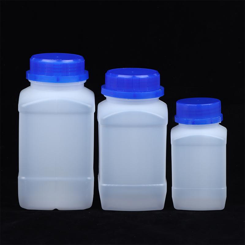 2 Piezas 250/500/800ml Blanco Plástico HDPE Vacío Cuadrado Botella Botella de Reactivo Laboratorio Muestras Frascos Antirrobo Azul Tapa de Rosca