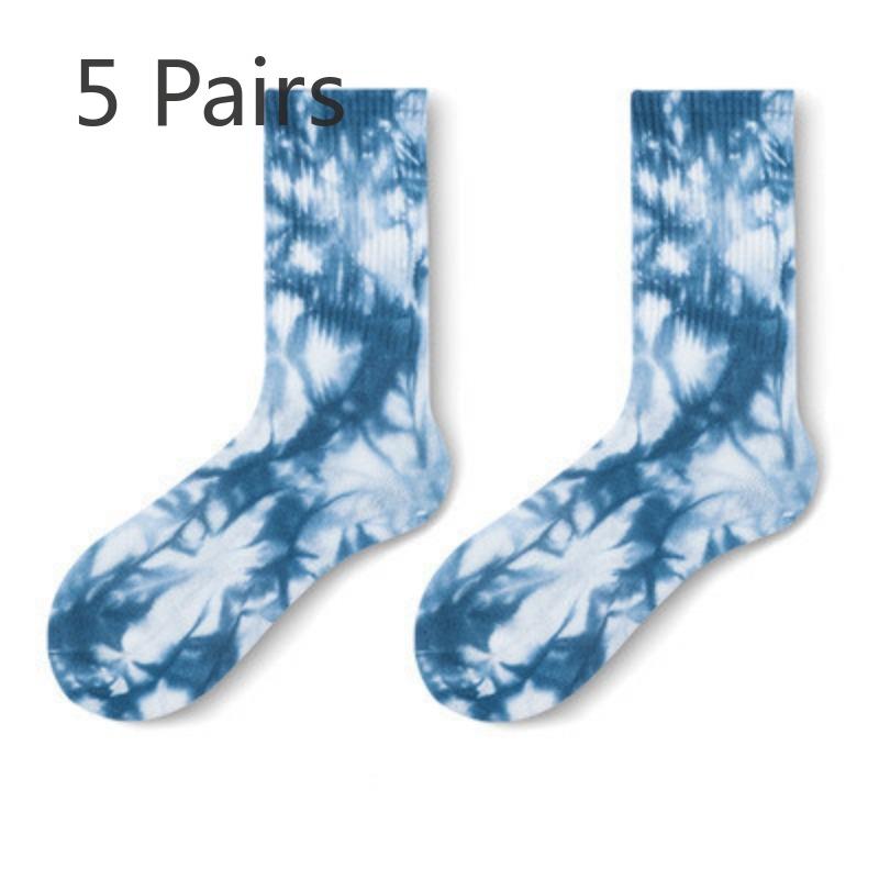 

5 пар мужских носков градиентной расцветки Tie Dye для скейтбординга и баскетбола средней длины 5 Pairs