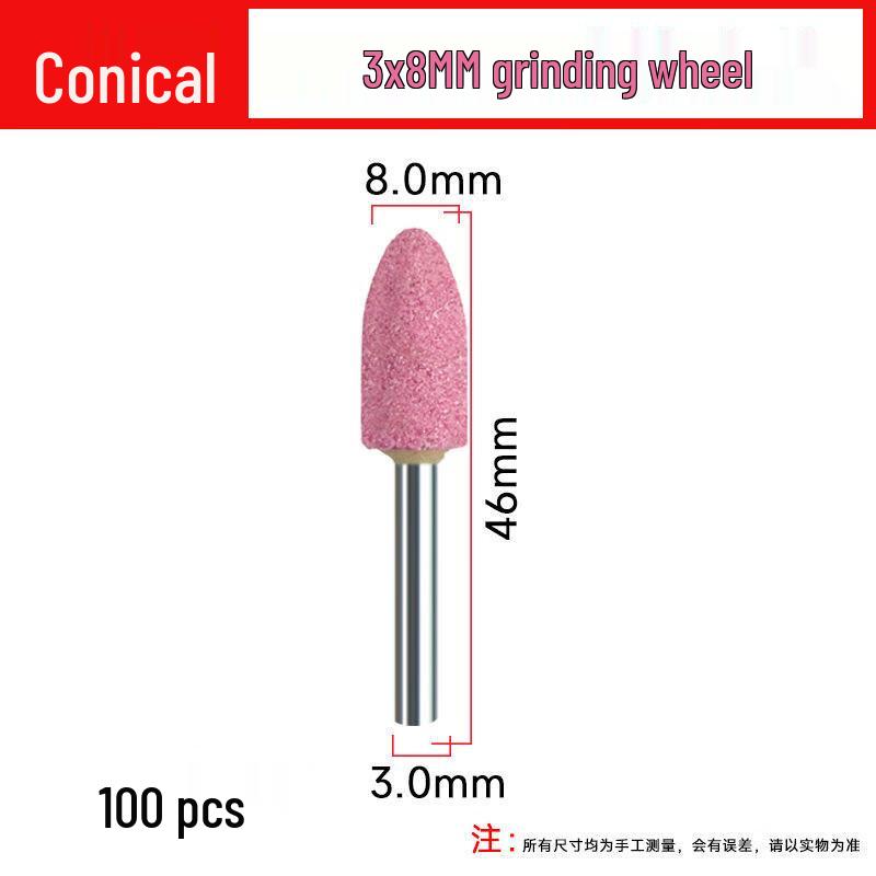 Baishengniu Red Corundum Conical Grinding Bits (100-Pack)
