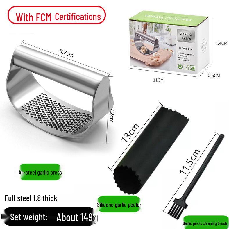 Stainless Steel Ring-Shaped Garlic Press and Crusher