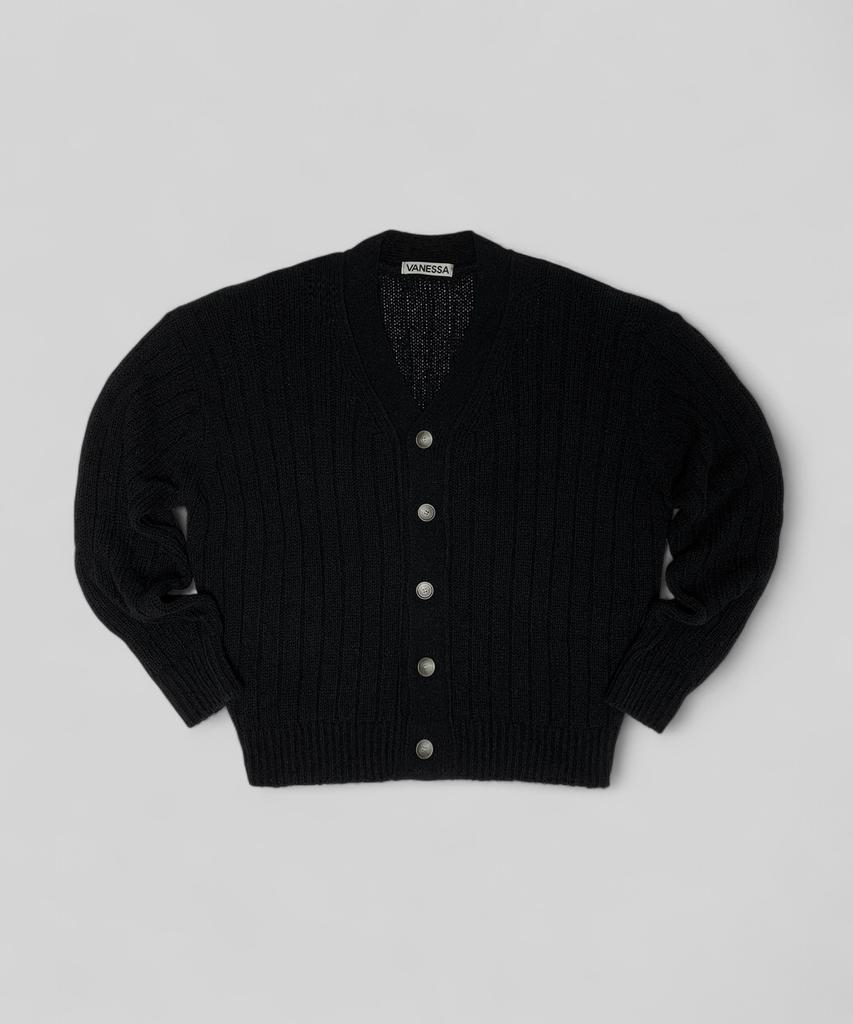 Vanessa Lauren Boucle Oversized Cardigan_Black