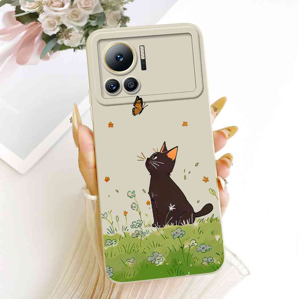 For Infinix Note 12 VIP Case Cute Cat Cartoon Flower Silicone Cover For Infinix Note12 VIP 12 Vip X672 6.7" Phone Cases Coque