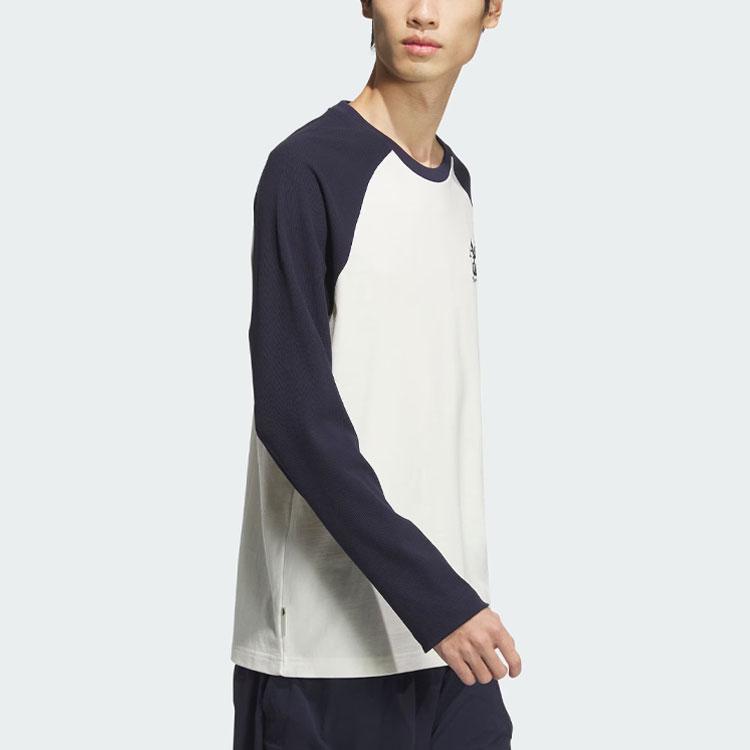 Adidas Small Logo Embroidered Patchwork Casual Long Sleeve T-Shirt Men Tops Legend-Ink-Blue JI6851