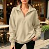 Women's Casual Half-Zip Pullover Sweatshirt, Color Long Sleeve Top for Everyday Wear