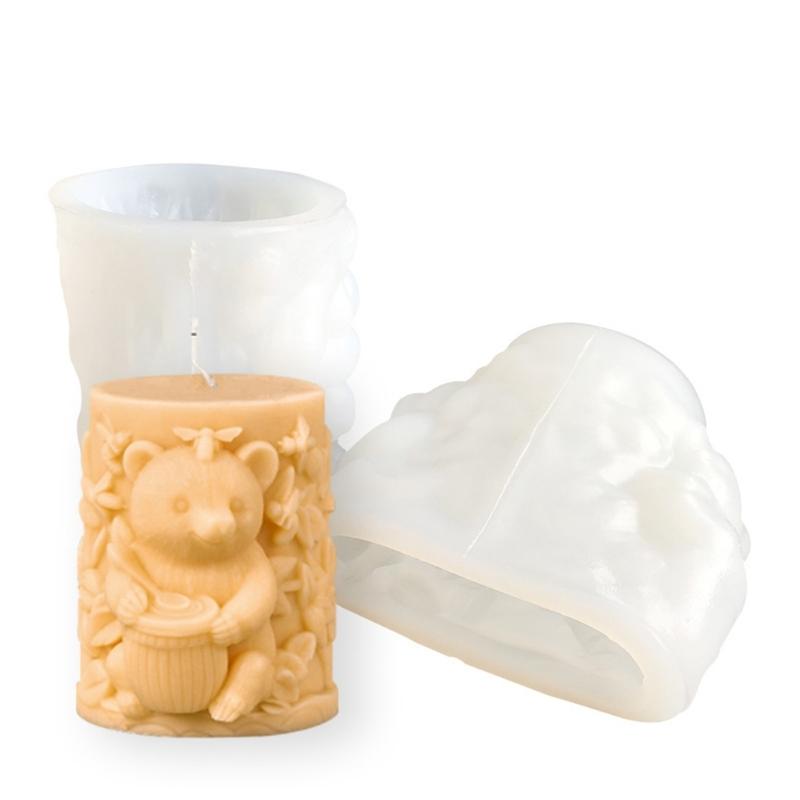 Lovely Bear Candle Mould Silicone Molds Ornament Molds Castings Molds Cartoon Animal Plasters Molds Craft Supplies