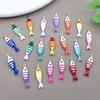 Stainless Steel Double-Sided Enamel Striped Fish Pendant for DIY Jewelry