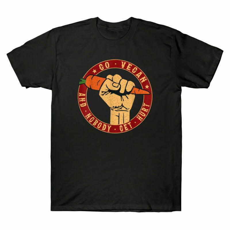 Go Vegan and Nobody Get Hurt Vegan Lover Funny Carrot Vintage Men T-shirt Cotton XXXXL