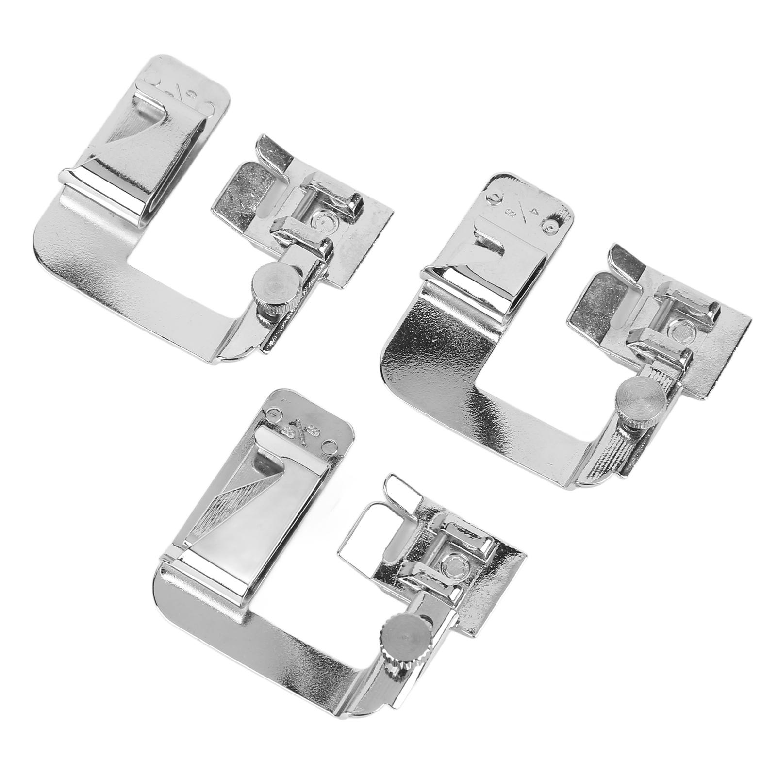 

3Pcs Wide Rolled Hem Foot Set Anti Rust High Hardness Sewing Machine Presser Foot Set for Household Sewing