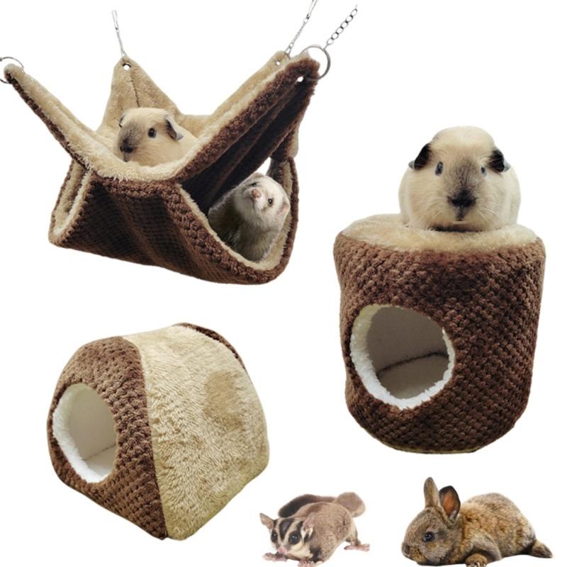Hamster Hängematte Warmes Bett Plüschhaus Versteck für Kleintier Frettchen Igel Spielen Schlafen Klettern